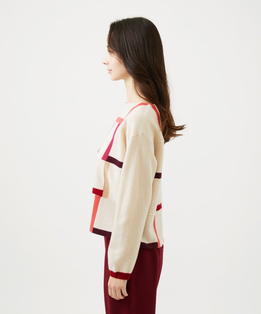 GBFAF34450 Sybilla(シビラ) パッチワークデザインニット アイボリー系