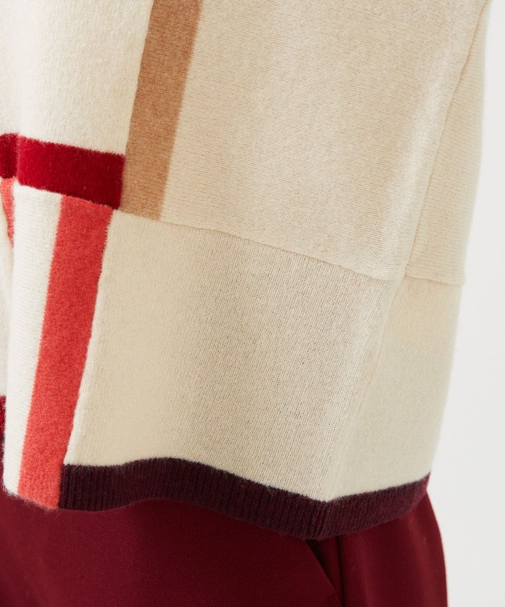 GBFAF34450 Sybilla(シビラ) パッチワークデザインニット アイボリー系