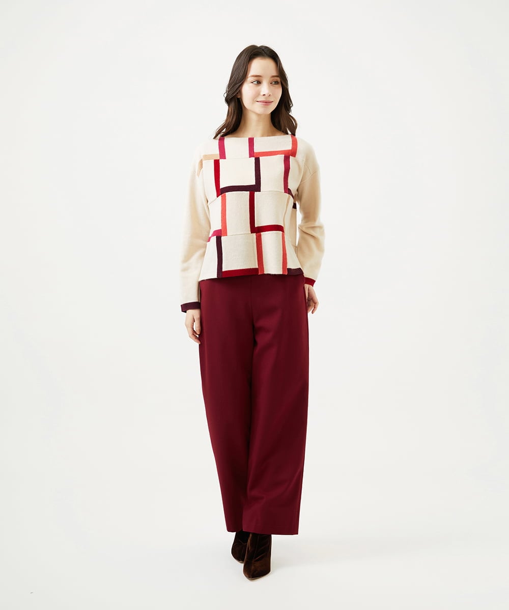 GBFAF34450 Sybilla(シビラ) パッチワークデザインニット アイボリー系