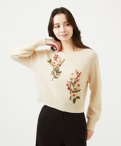 GBFAF36500 Sybilla ポピーブーケ刺繍ニット