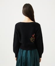 GBFAF36500 Sybilla(シビラ) ポピーブーケ刺繍ニット ブラック