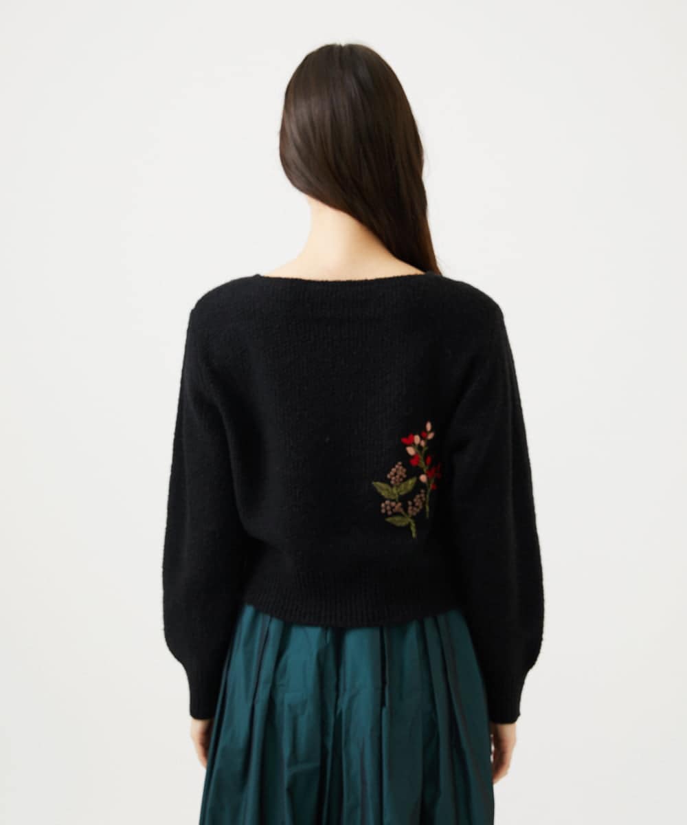 GBFAF36500 Sybilla(シビラ) ポピーブーケ刺繍ニット ブラック