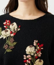 GBFAF36500 Sybilla(シビラ) ポピーブーケ刺繍ニット ブラック