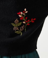 GBFAF36500 Sybilla(シビラ) ポピーブーケ刺繍ニット ブラック