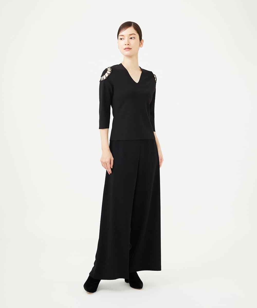 GBFAG03550 Sybilla(シビラ) ショルダーモチーフニット ブラック