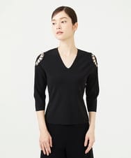 GBFAG03550 Sybilla(シビラ) ショルダーモチーフニット ブラック
