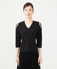 GBFAG03550 Sybilla(シビラ) ショルダーモチーフニット ブラック