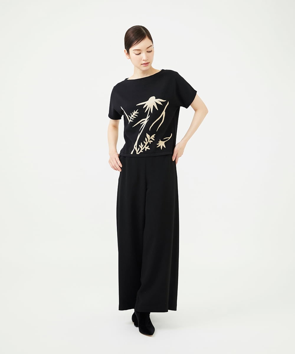 GBFAG05500 Sybilla(シビラ) フラワーシルエットニット ブラック