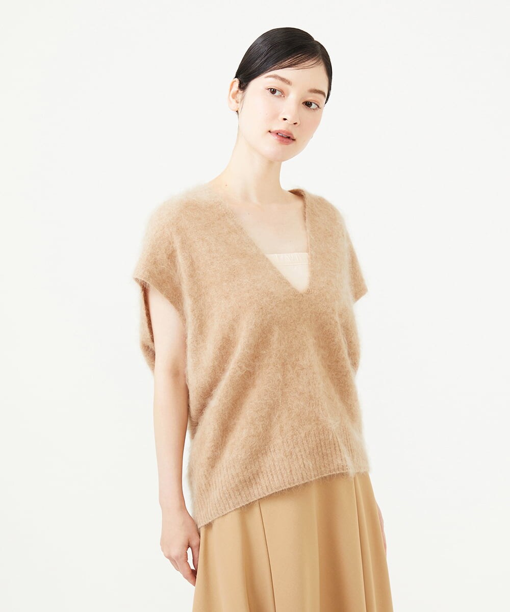 GBFAG30430 Sybilla(シビラ) Vネックファーニット ベージュ
