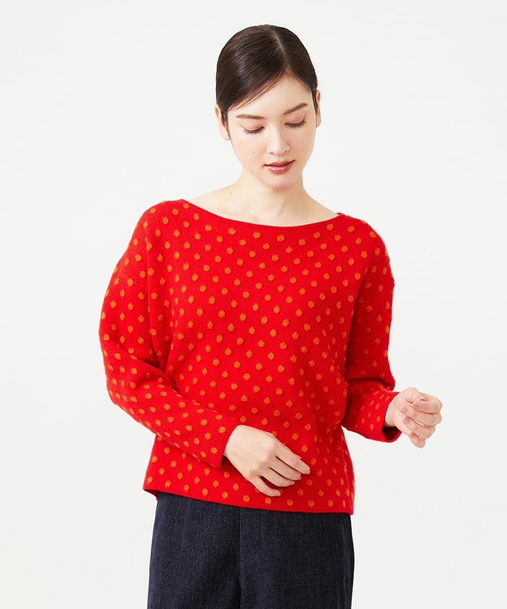 GBFAH02450 Sybilla(シビラ) ドットジャカードニット レッド