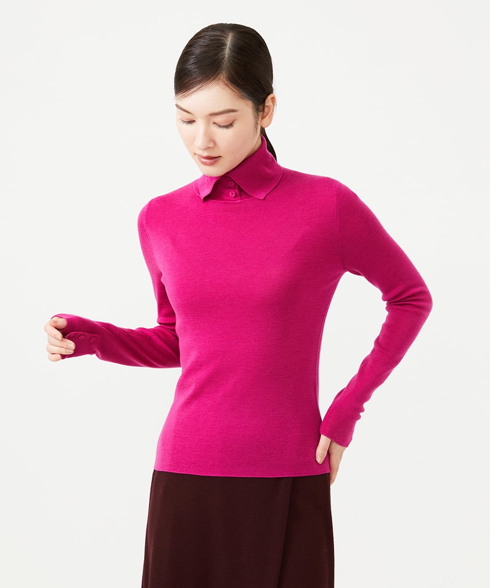 GBFAH05330 Sybilla(シビラ) ボタンデザインハイネックニット ピンク