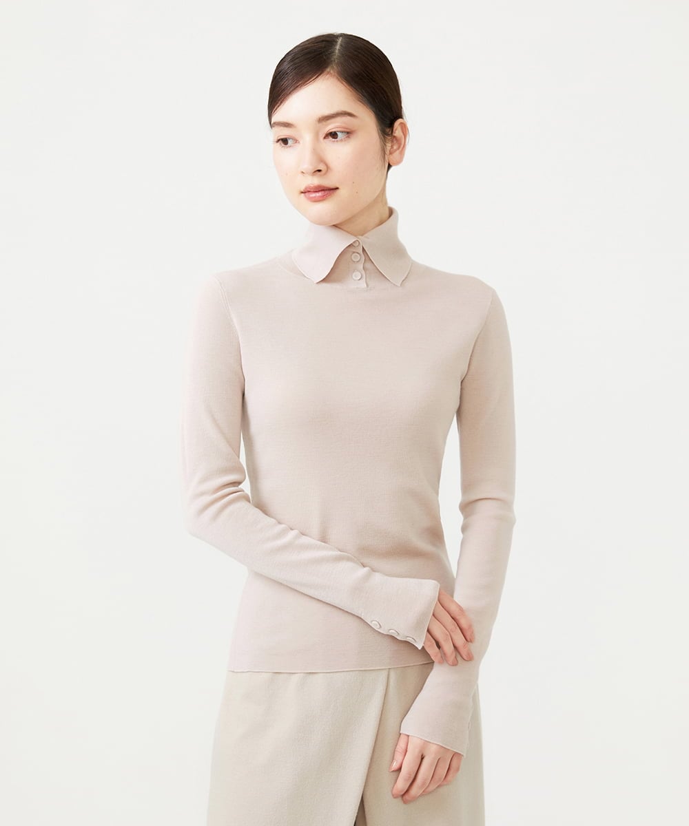 GBFAH05330 Sybilla(シビラ) ボタンデザインハイネックニット アイボリー