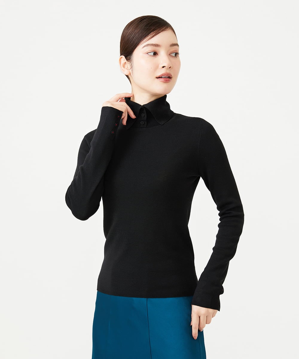 GBFAH05330 Sybilla(シビラ) ボタンデザインハイネックニット ブラック