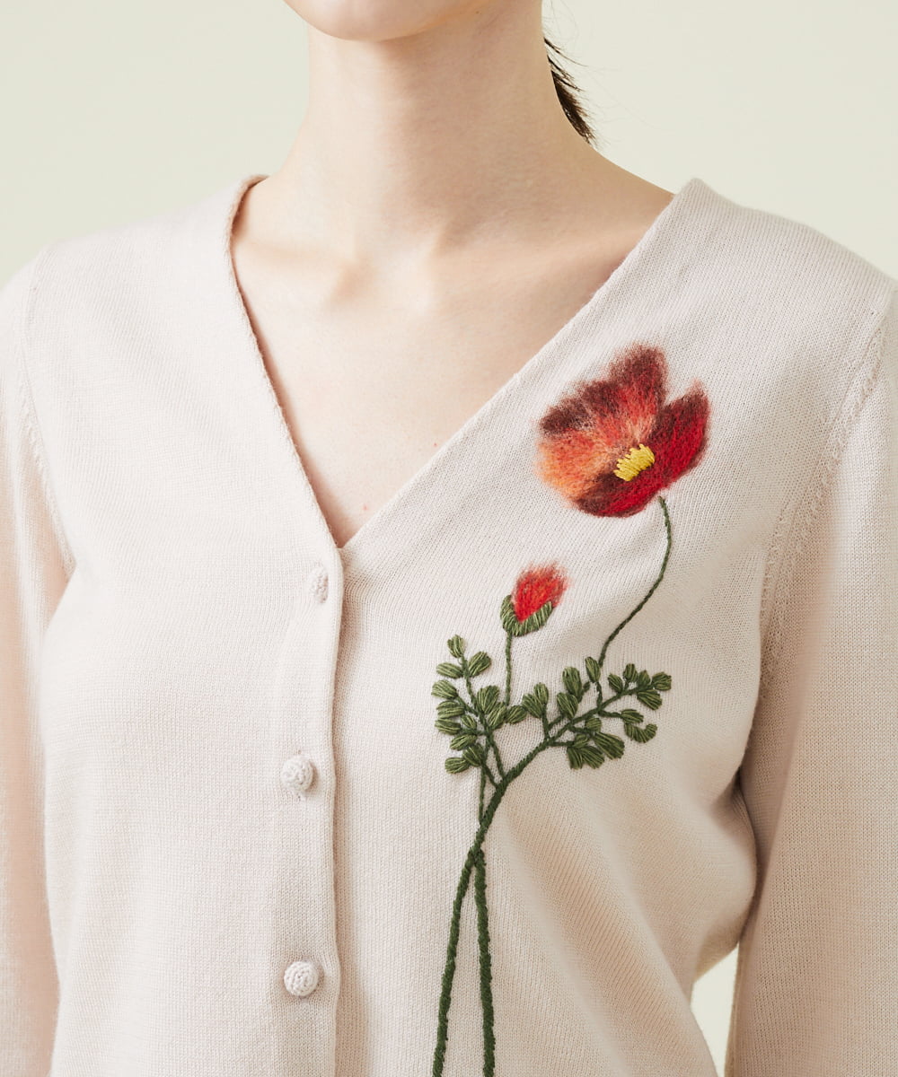 Sybilla☆大人可愛い刺繍のカーディガン- シビラ 花柄刺繍のアンサンブルニット