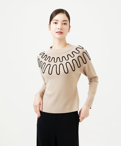 GBFCD02400 Sybilla バイカラーコード刺繍ニット