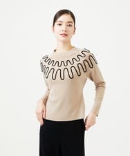 GBFCD02400 Sybilla(シビラ) バイカラーコード刺繍ニット ベージュ