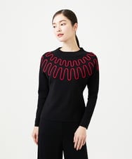 GBFCD02400 Sybilla(シビラ) バイカラーコード刺繍ニット ブラック