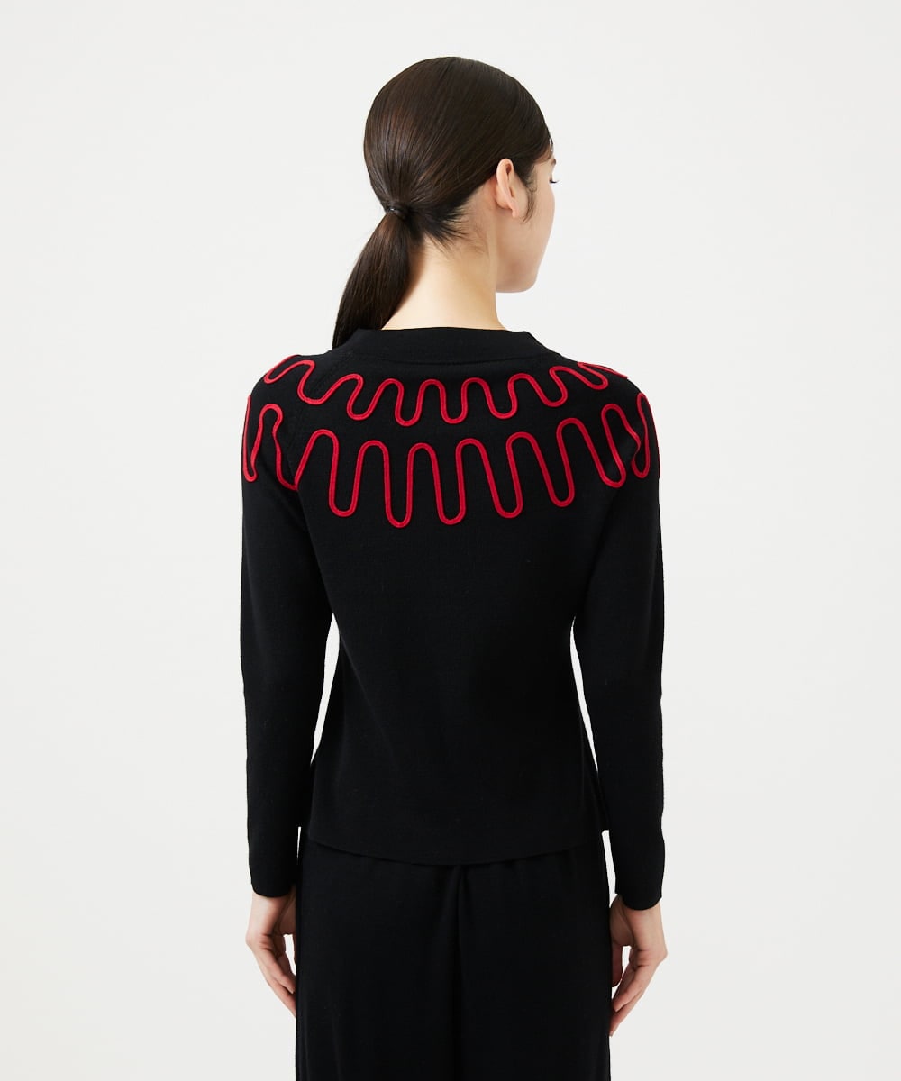 GBFCD02400 Sybilla(シビラ) バイカラーコード刺繍ニット ブラック