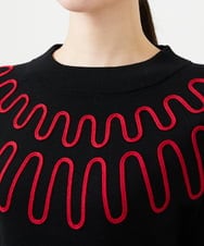 GBFCD02400 Sybilla(シビラ) バイカラーコード刺繍ニット ブラック