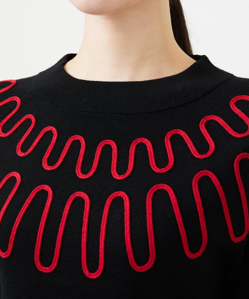 GBFCD02400 Sybilla(シビラ) バイカラーコード刺繍ニット ブラック