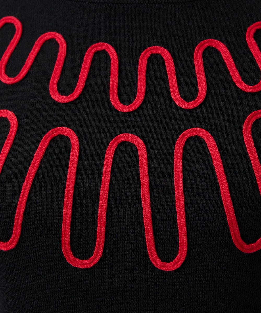 GBFCD02400 Sybilla(シビラ) バイカラーコード刺繍ニット ブラック