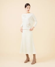 GBFCV01390 Sybilla(シビラ) 【Pure】ホワイトフラワー刺繍プルオーバー ホワイト