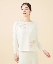 GBFCV01390 Sybilla(シビラ) 【Pure】ホワイトフラワー刺繍プルオーバー ホワイト