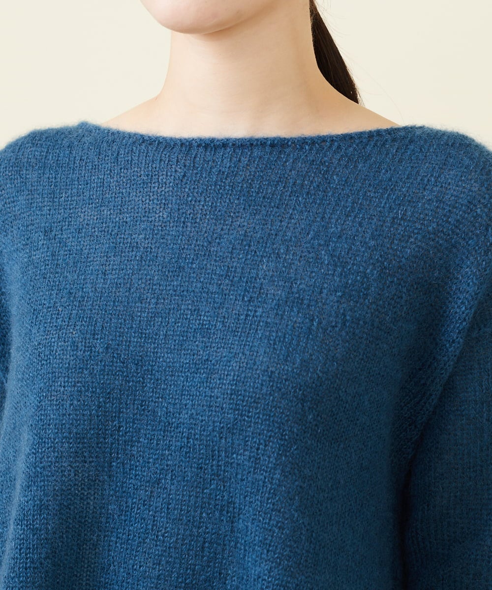 GBFCW50450 Sybilla(シビラ) 【blue&black】ハンカチヘムモヘヤプルオーバー ネイビーブルー