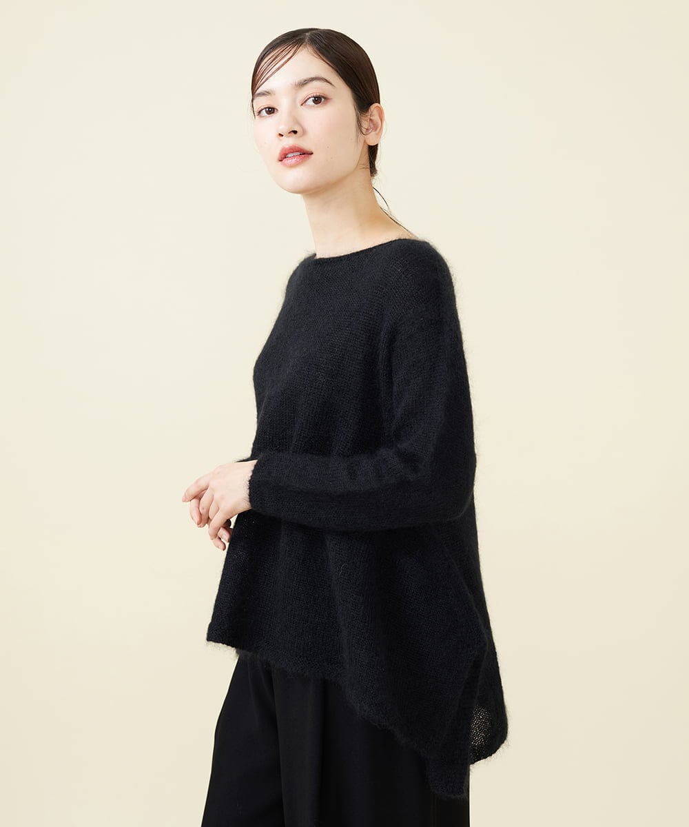 GBFCW50450 Sybilla(シビラ) 【blue&black】ハンカチヘムモヘヤプルオーバー ブラック