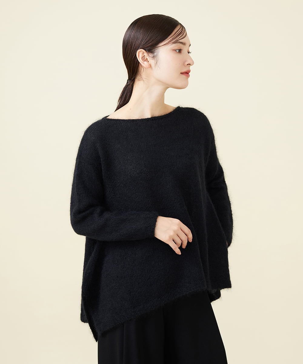 GBFCW50450 Sybilla(シビラ) 【blue&black】ハンカチヘムモヘヤプルオーバー ブラック