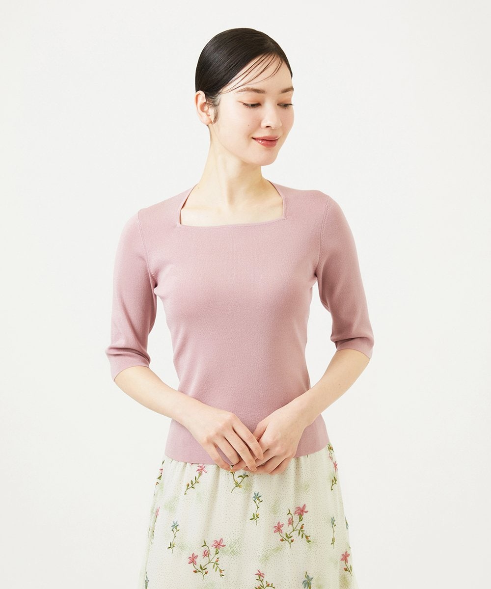 GBFED01270 Sybilla(シビラ) スクエアネックニット ピンク