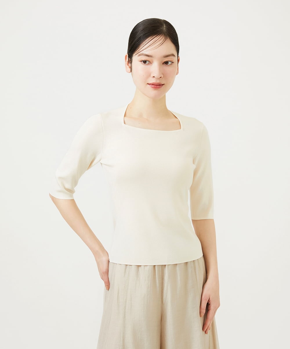 GBFED01270 Sybilla(シビラ) スクエアネックニット アイボリー