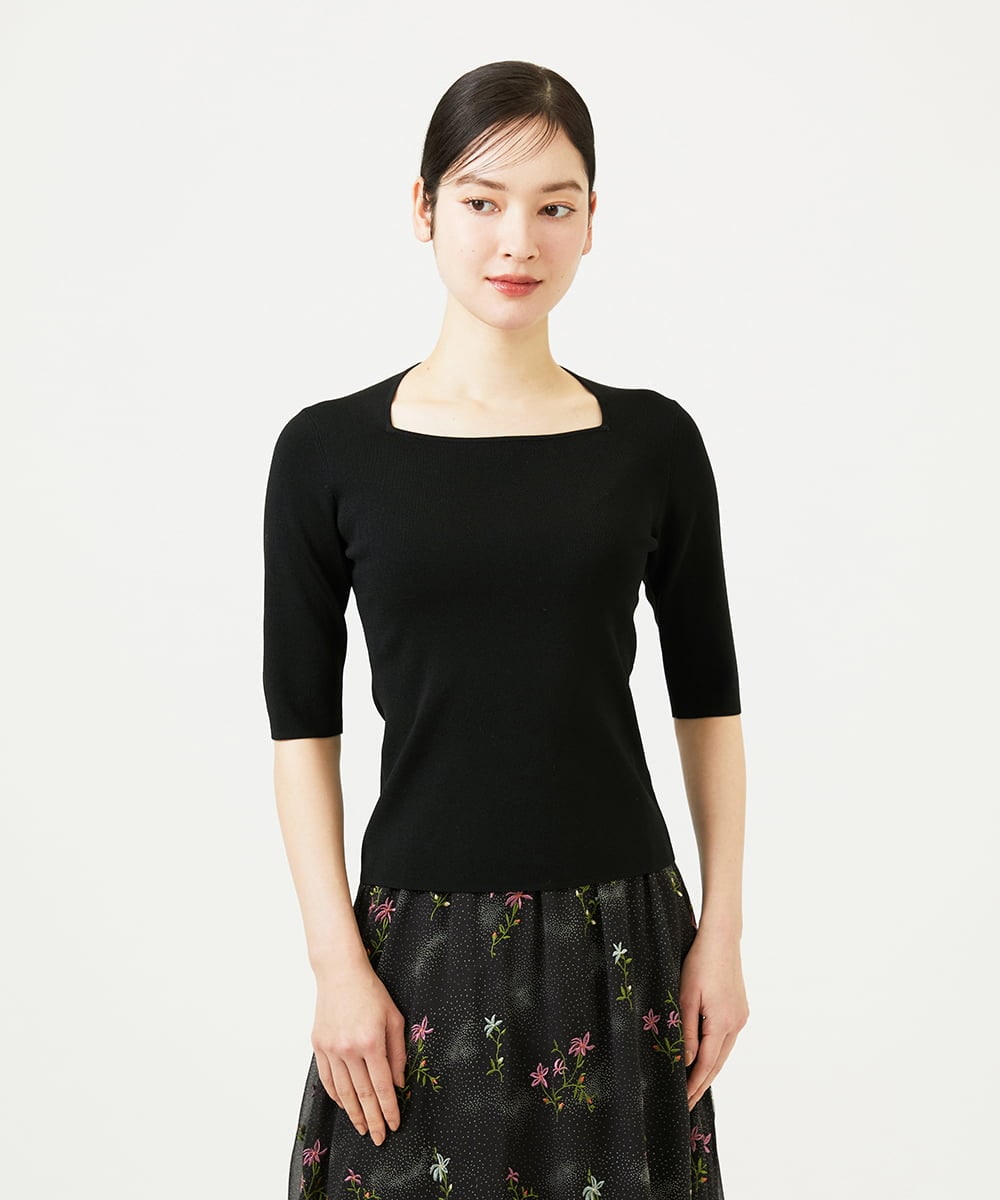 GBFED01270 Sybilla(シビラ) スクエアネックニット ブラック