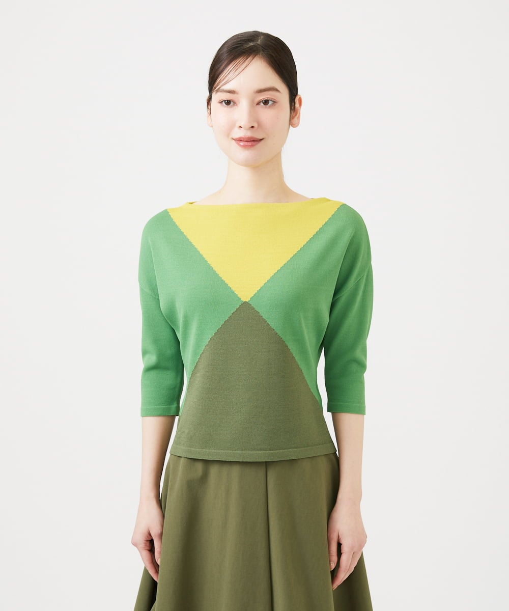 GBFEE03400 Sybilla(シビラ) カラーブロックニット グリーン系