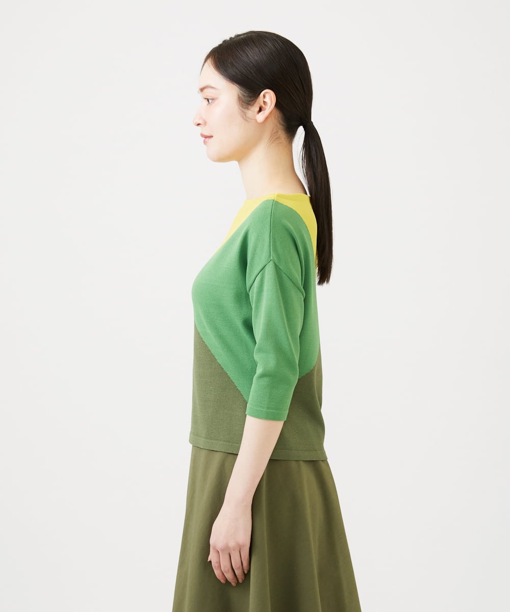 GBFEE03400 Sybilla(シビラ) カラーブロックニット グリーン系