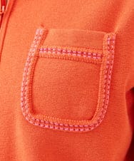 GBFEE04450 Sybilla(シビラ) 配色ステッチジップアップカーディガン オレンジ