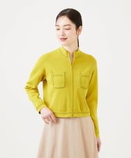 GBFEE04450 Sybilla(シビラ) 配色ステッチジップアップカーディガン イエロー