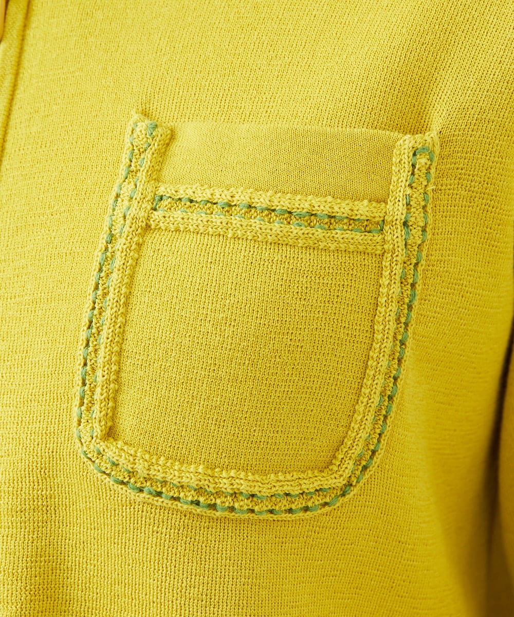 GBFEE04450 Sybilla(シビラ) 配色ステッチジップアップカーディガン イエロー