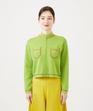 GBFEE04450 Sybilla(シビラ) 配色ステッチジップアップカーディガン グリーン