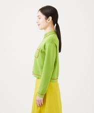 GBFEE04450 Sybilla(シビラ) 配色ステッチジップアップカーディガン グリーン