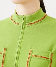 GBFEE04450 Sybilla(シビラ) 配色ステッチジップアップカーディガン グリーン