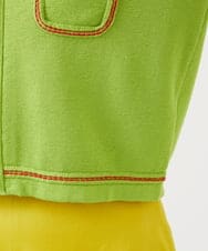 GBFEE04450 Sybilla(シビラ) 配色ステッチジップアップカーディガン グリーン