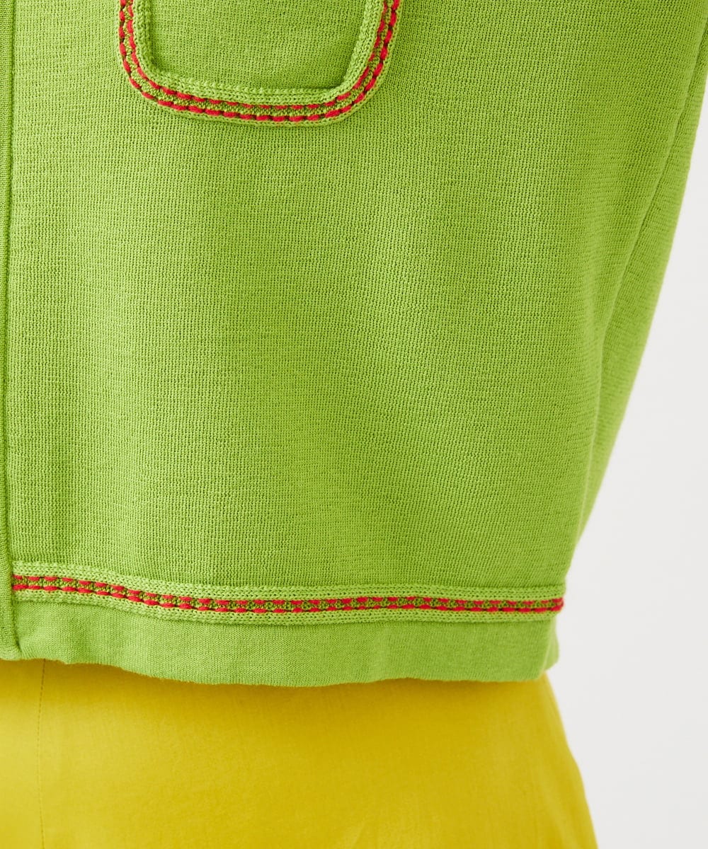 GBFEE04450 Sybilla(シビラ) 配色ステッチジップアップカーディガン グリーン