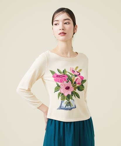 GBFET05590 Sybilla フラワーベース刺繍プルオーバー