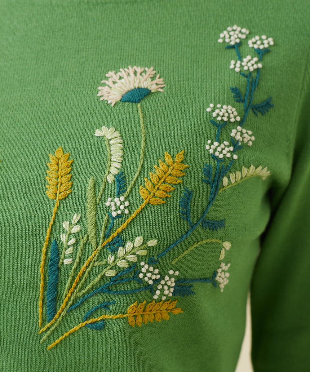 スプリングフラワー刺繍コットンプルオーバー(ニット・セーター
