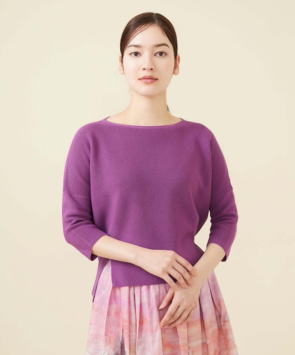 Sybillaウェーブデザイン プルオーバーニットセーター 3Dホール