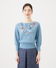 GBFGD01550 Sybilla(シビラ) ビーズフラワー刺繍ニット ブルー