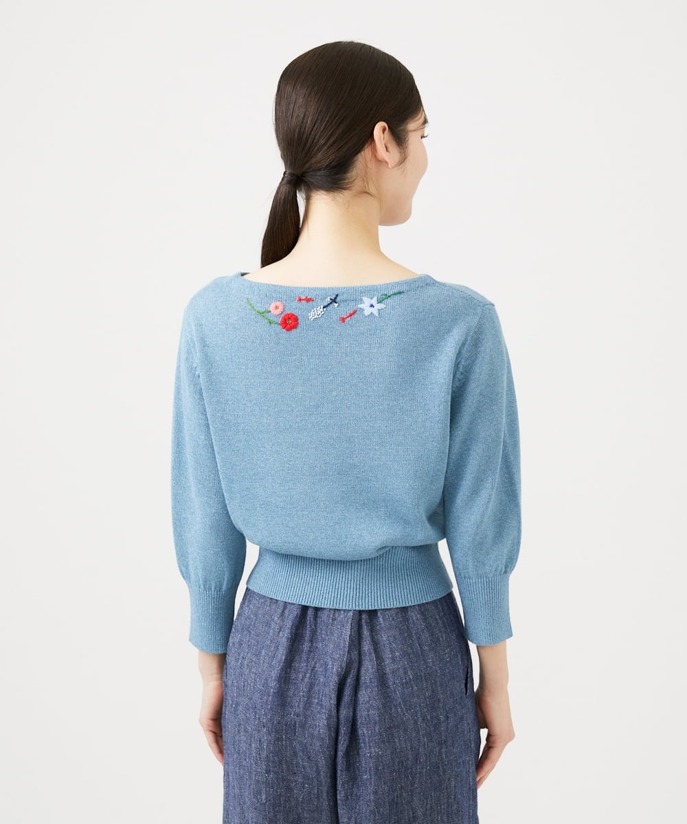 GBFGD01550 Sybilla(シビラ) ビーズフラワー刺繍ニット ブルー