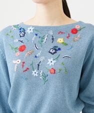 GBFGD01550 Sybilla(シビラ) ビーズフラワー刺繍ニット ブルー