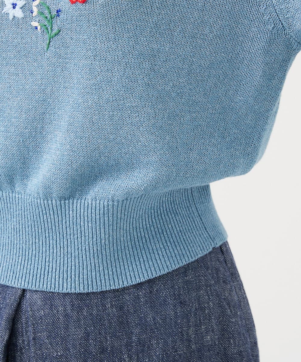 GBFGD01550 Sybilla(シビラ) ビーズフラワー刺繍ニット ブルー